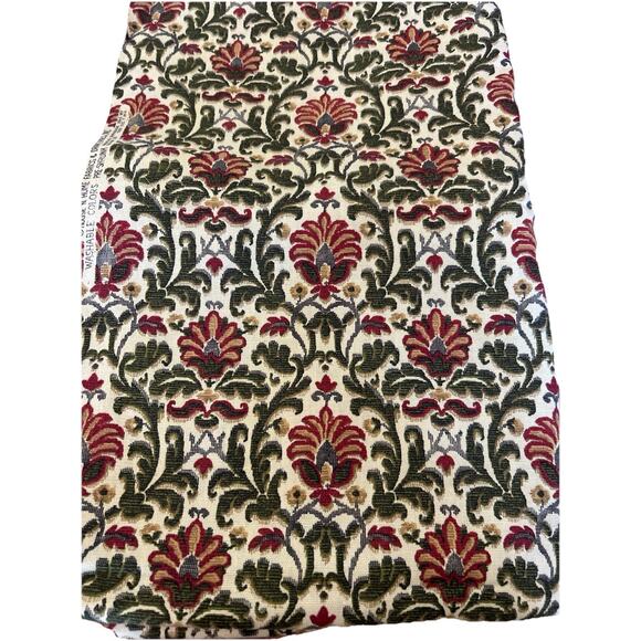 Vintage House 'N Home Fabrics Draperies 2 yds 8” White Green Floral Medium Weigh - Picture 1 of 9